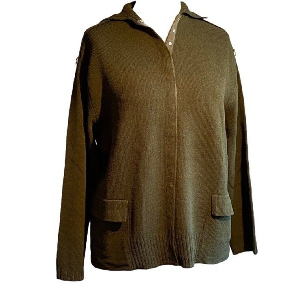 Nancy & Co Army Green Knit Long Sleeve Sweater Top Size L New